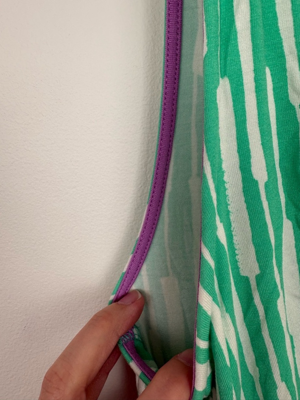 Boden Mint Green & White Striped V-Neck Tank sz 12 Twee Cottagecore soft stretch - Picture 3 of 9
